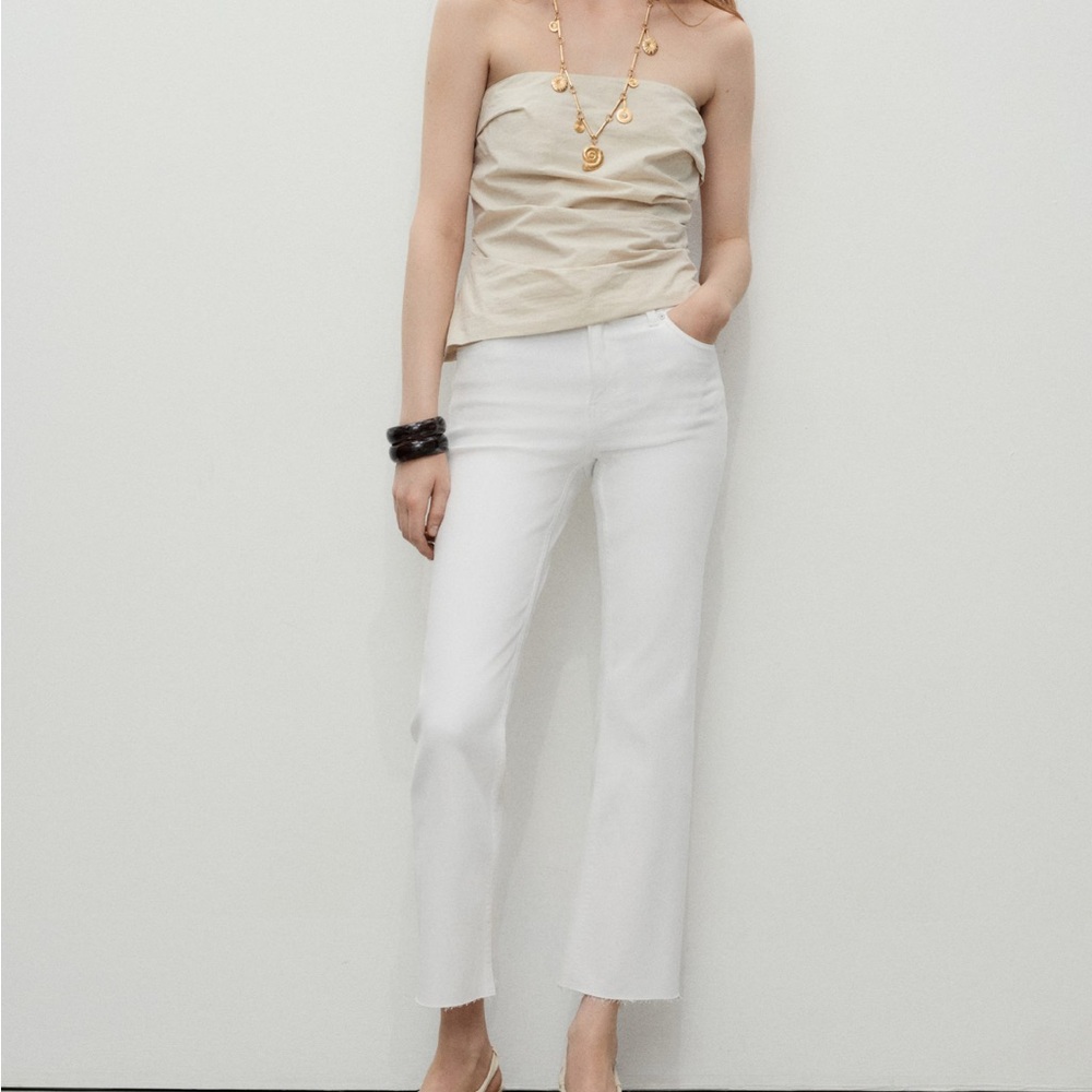 MANGO SIENNA FLARED CROPPED JEANS